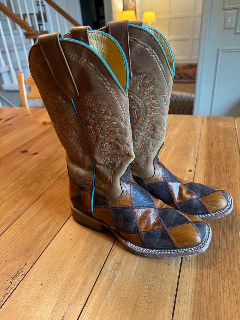 Horsepower Kids Patchwork Cowboy Boots Size 5